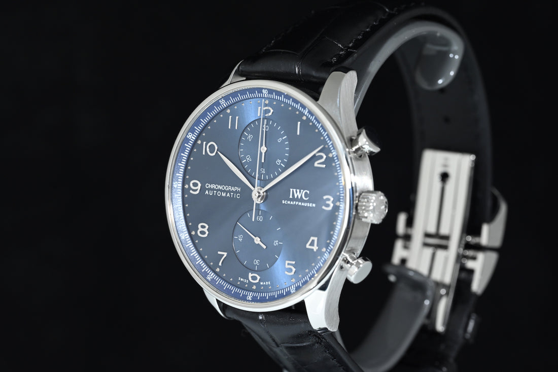IWC | Portoghese Chronograph Portugieser, 41 mm., Acciaio, Ref. IW371606 Scatola e Garanzia IWC 2021 Blu dial