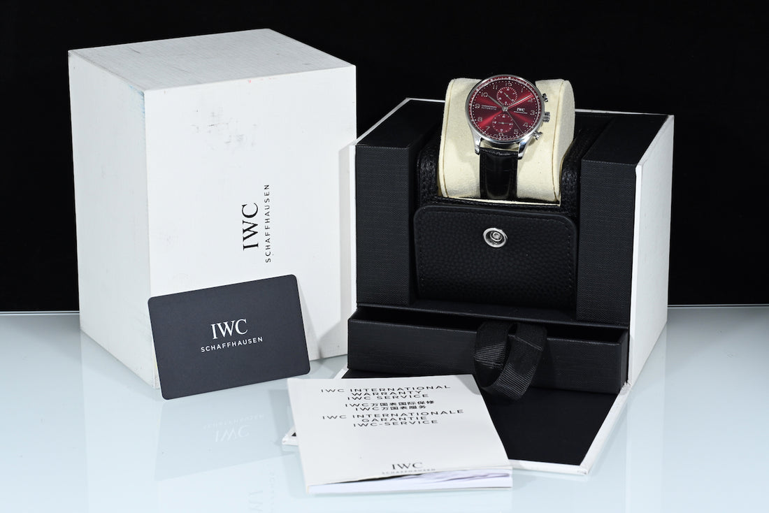 IWC | Portoghese Chronograph Portugieser, 41 mm., Acciaio, Ref. IW371616 Scatola e Garanzia IWC 2020 Bordeaux dial