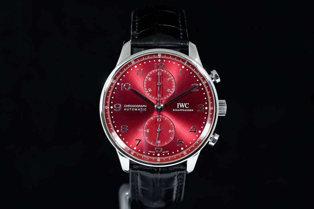 IWC | Portoghese Chronograph Portugieser, 41 mm., Acciaio, Ref. IW371616 Scatola e Garanzia IWC 2020 Bordeaux dial