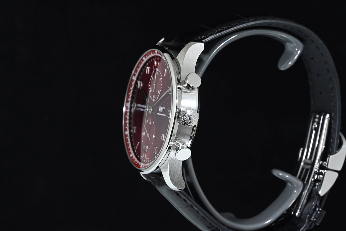 IWC | Portoghese Chronograph Portugieser, 41 mm., Acciaio, Ref. IW371616 Scatola e Garanzia IWC 2020 Bordeaux dial