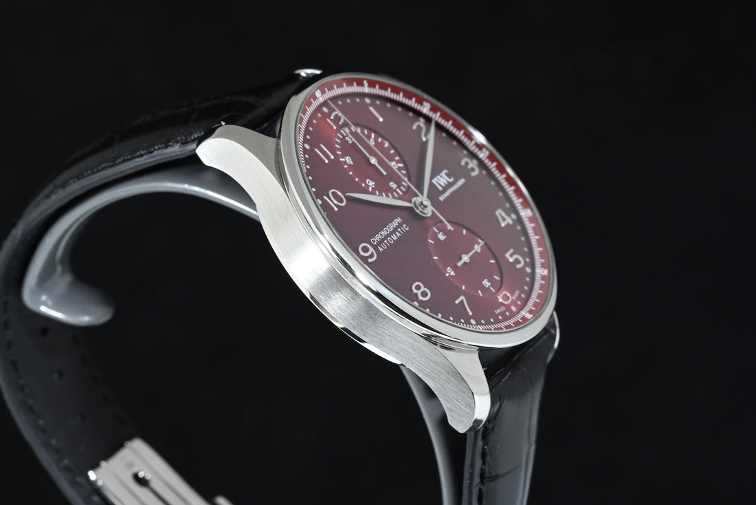 IWC | Portoghese Chronograph Portugieser, 41 mm., Acciaio, Ref. IW371616 Scatola e Garanzia IWC 2020 Bordeaux dial
