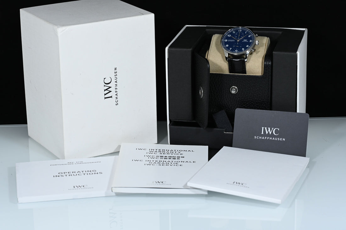 IWC | Portugieser Chronograph Edition «150 Years» Portuguese blue dial|  Ref. IW371601 Box and Paper 2018