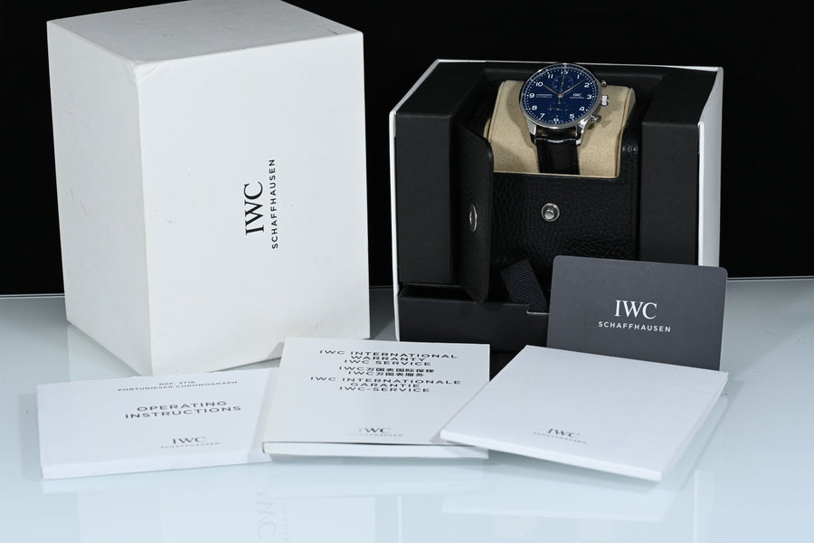 IWC | Portugieser Chronograph Edition «150 Years» Portuguese blue dial|  Ref. IW371601 Box and Paper 2018
