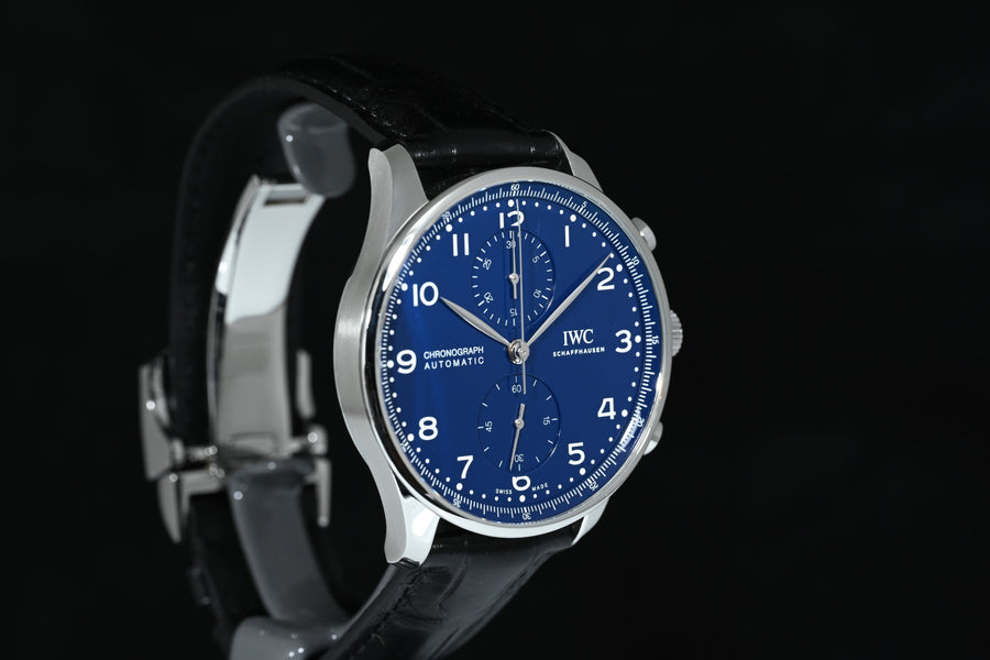 IWC | Portugieser Chronograph Edition «150 Years» Portuguese blue dial|  Ref. IW371601 Box and Paper 2018