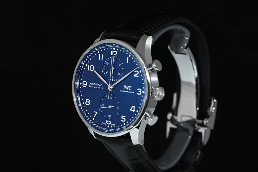 IWC | Portugieser Chronograph Edition «150 Years» Portuguese blue dial|  Ref. IW371601 Box and Paper 2018
