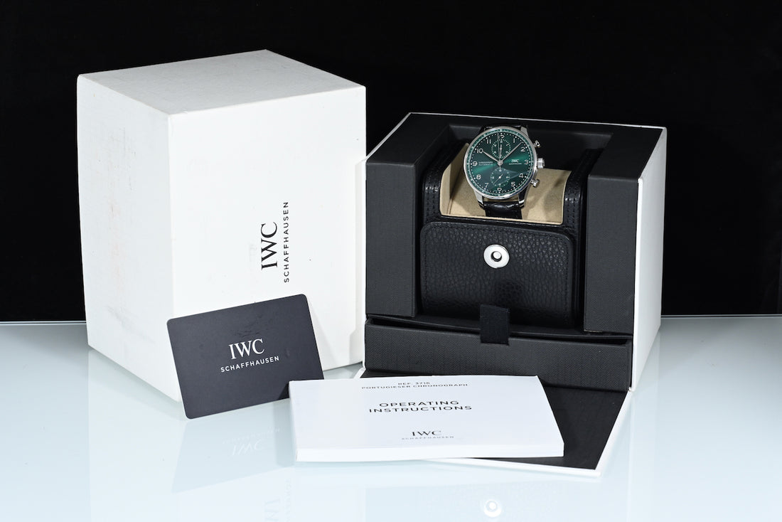 IWC | Portoghese Chronograph Portugieser, 41 mm., Acciaio, Ref. IW371615 Scatola e Garanzia IWC 2020 green dial