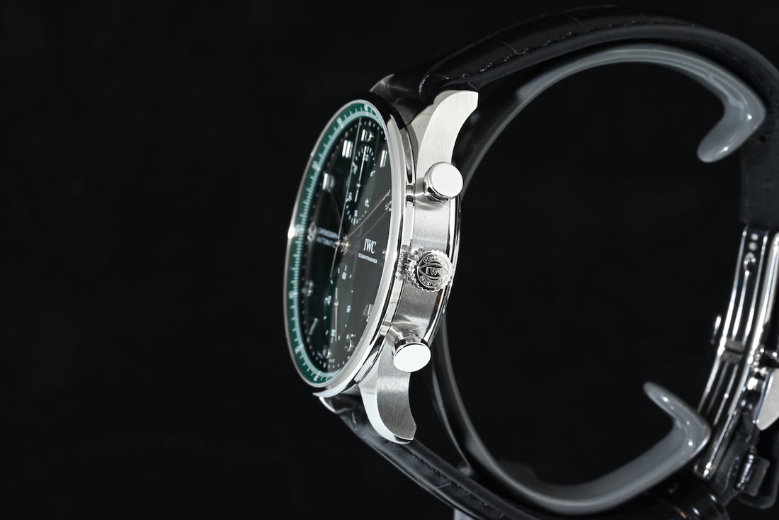 IWC | Portoghese Chronograph Portugieser, 41 mm., Acciaio, Ref. IW371615 Scatola e Garanzia IWC 2020 green dial