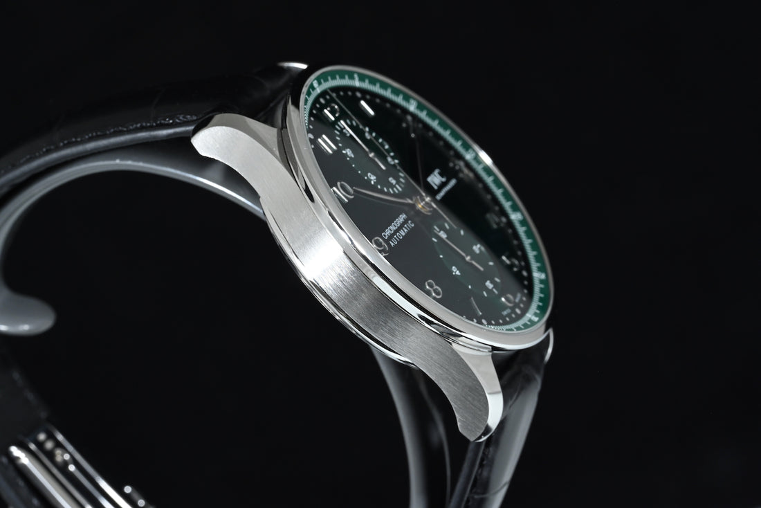 IWC | Portoghese Chronograph Portugieser, 41 mm., Acciaio, Ref. IW371615 Scatola e Garanzia IWC 2020 green dial