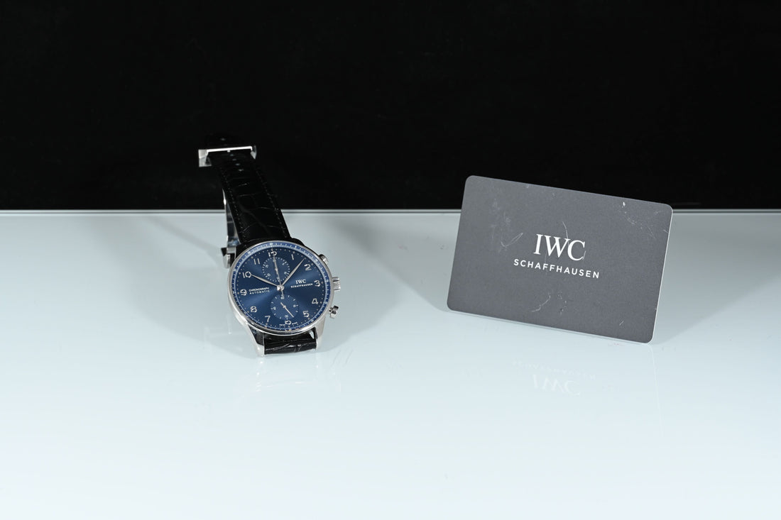 IWC | Portoghese Chronograph Portugieser, 40,9 mm., Acciaio, Ref. IW371491 Garanzia IWC, 2019 Blue dial