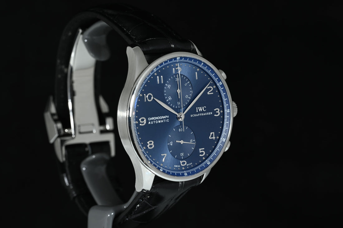 IWC | Portoghese Chronograph Portugieser, 40,9 mm., Acciaio, Ref. IW371491 Garanzia IWC, 2019 Blue dial