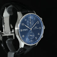 IWC | Portoghese Chronograph Portugieser, 40,9 mm., Acciaio, Ref. IW371491 Garanzia IWC, 2019 Blue dial