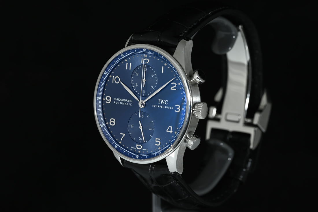 IWC | Portoghese Chronograph Portugieser, 40,9 mm., Acciaio, Ref. IW371491 Garanzia IWC, 2019 Blue dial
