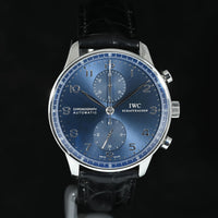 IWC | Portoghese Chronograph Portugieser, 40,9 mm., Acciaio, Ref. IW371491 Garanzia IWC, 2019 Blue dial