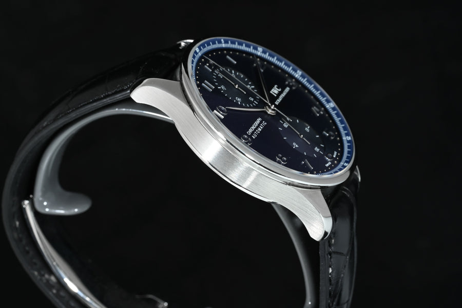IWC | Portoghese Chronograph Portugieser, 40,9 mm., Acciaio, Ref. IW371491 Garanzia IWC, 2019 Blue dial