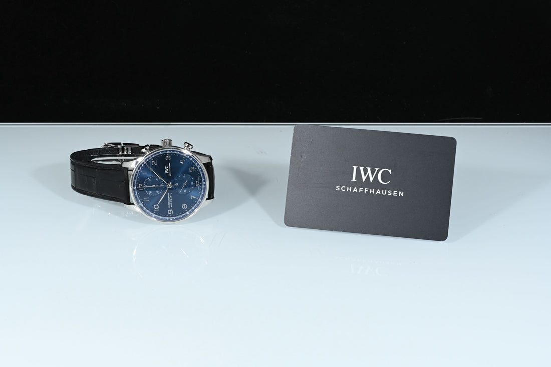 IWC | Portuguese Chronograph Portugieser, 41 mm., Steel, Ref. IW371606 IWC Guarantee 2022 Blue dial