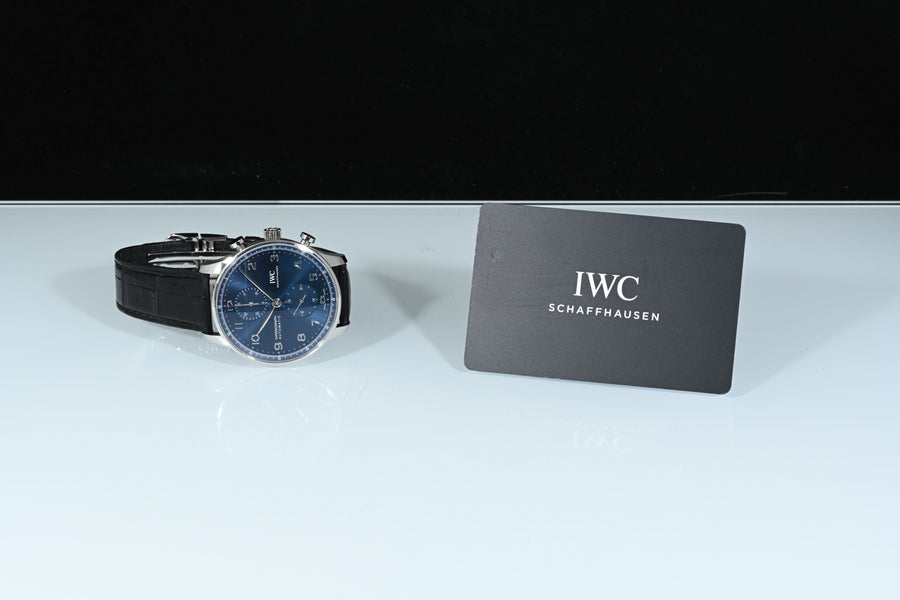 IWC | Portuguese Chronograph Portugieser, 41 mm., Steel, Ref. IW371606 IWC Guarantee 2022 Blue dial