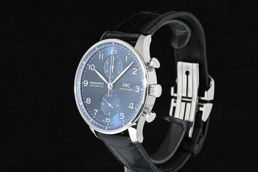 IWC | Portuguese Chronograph Portugieser, 41 mm., Steel, Ref. IW371606 IWC Guarantee 2022 Blue dial