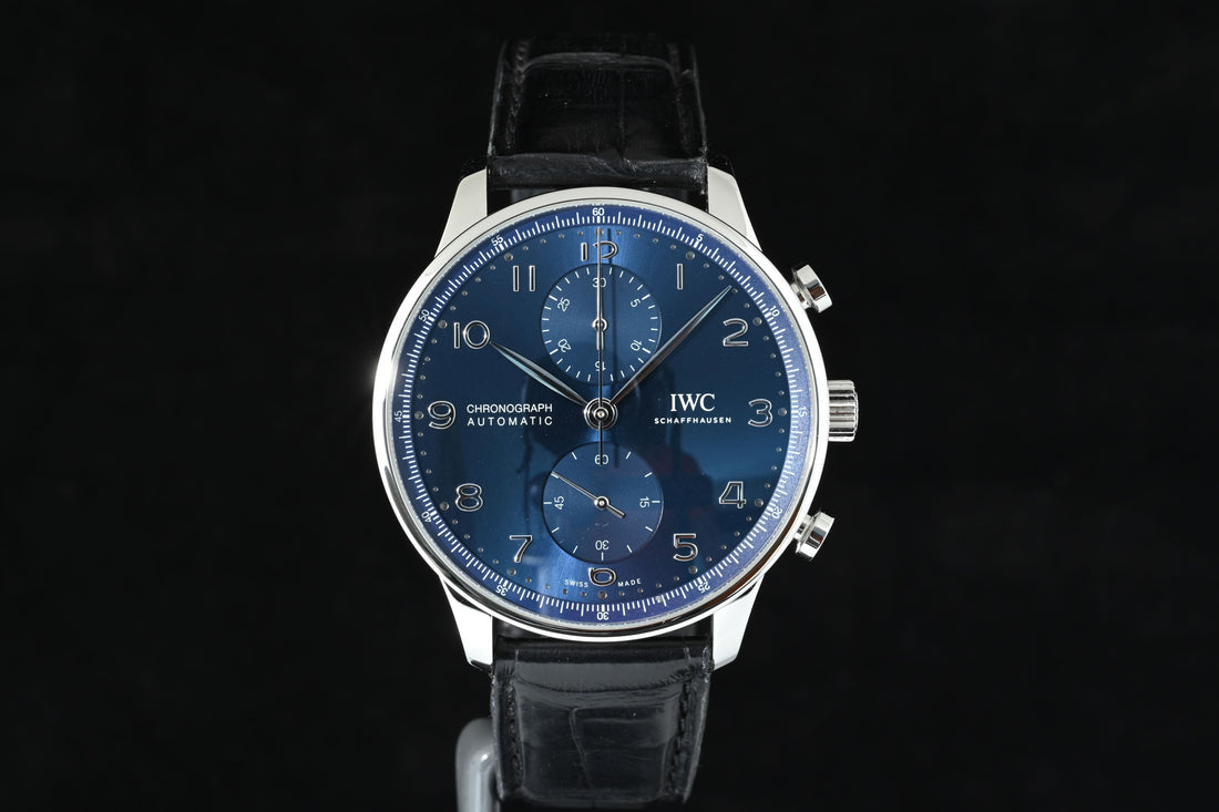 IWC | Portuguese Chronograph Portugieser, 41 mm., Steel, Ref. IW371606 IWC Guarantee 2022 Blue dial