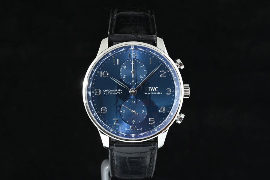 IWC | Portuguese Chronograph Portugieser, 41 mm., Steel, Ref. IW371606 IWC Guarantee 2022 Blue dial