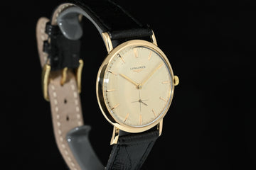 LONGINES | Orologio vintage Anni '60 oro giallo 18 Kt. 34 mm. Carica manuale