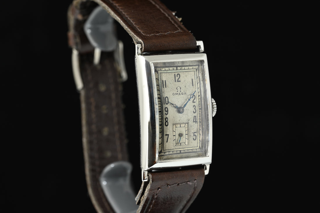 OMEGA | Orologio rettangolare carica manuale Vintage Anni ’30  Acciaio