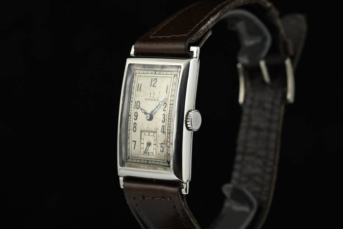 OMEGA | Orologio rettangolare carica manuale Vintage Anni ’30  Acciaio
