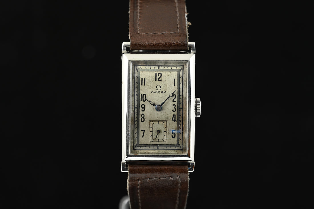 OMEGA | Orologio rettangolare carica manuale Vintage Anni ’30  Acciaio