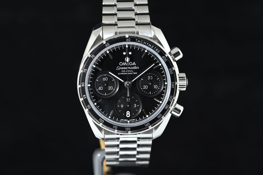 OMEGA | Speedmaster 38, Co-Axial Chronometer, Ref. 324.30.38.50.01.001 Scatola e Garanzia Omega, 2021