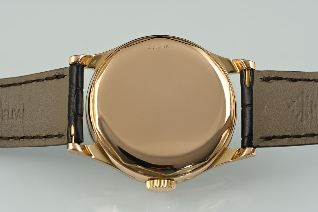 PATEK PHILIPPE | CALATRAVA 18 Kt. Rose Gold, 35 mm. Manual Winding Year 1953 Patek Box and Extract from Archive