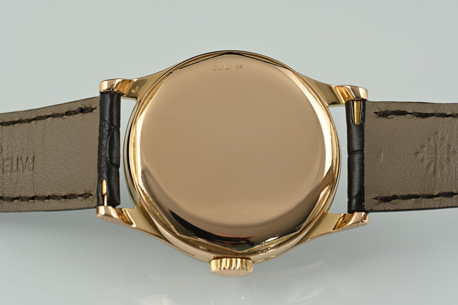 PATEK PHILIPPE | CALATRAVA 18 Kt. Rose Gold, 35 mm. Manual Winding Year 1953 Patek Box and Extract from Archive