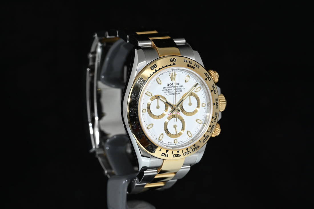 ROLEX | DAYTONA Cosmograph Ref. 116503 Box and papers, 2018 Steel and yellow gold, White dial