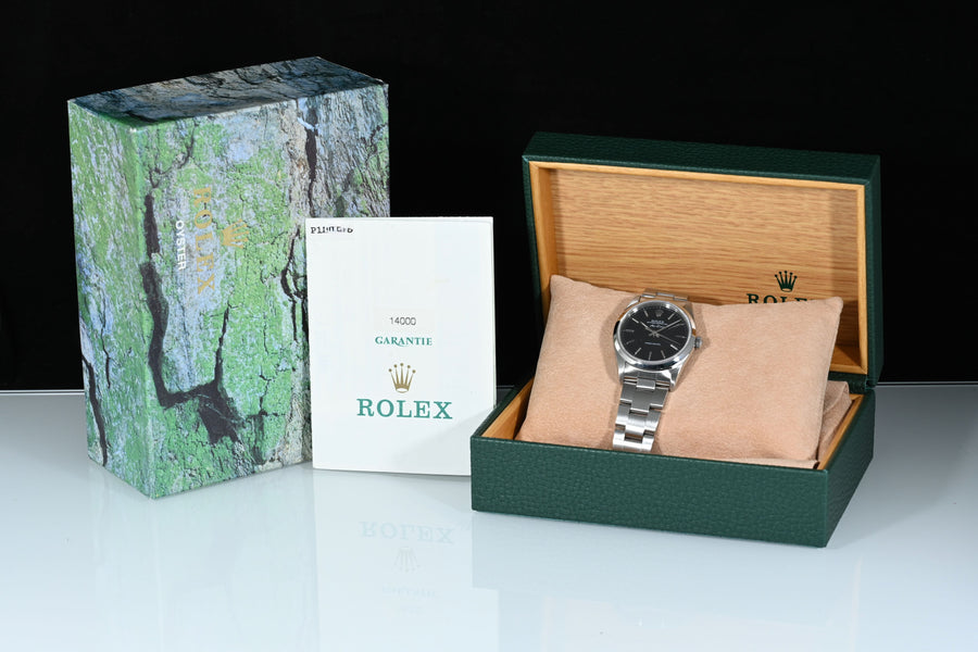 ROLEX | Oyster Perpetual AIR-KING Precision Ref. 14000, acciaio, 34 mm. Scatola e Garanzia Rolex,  2000