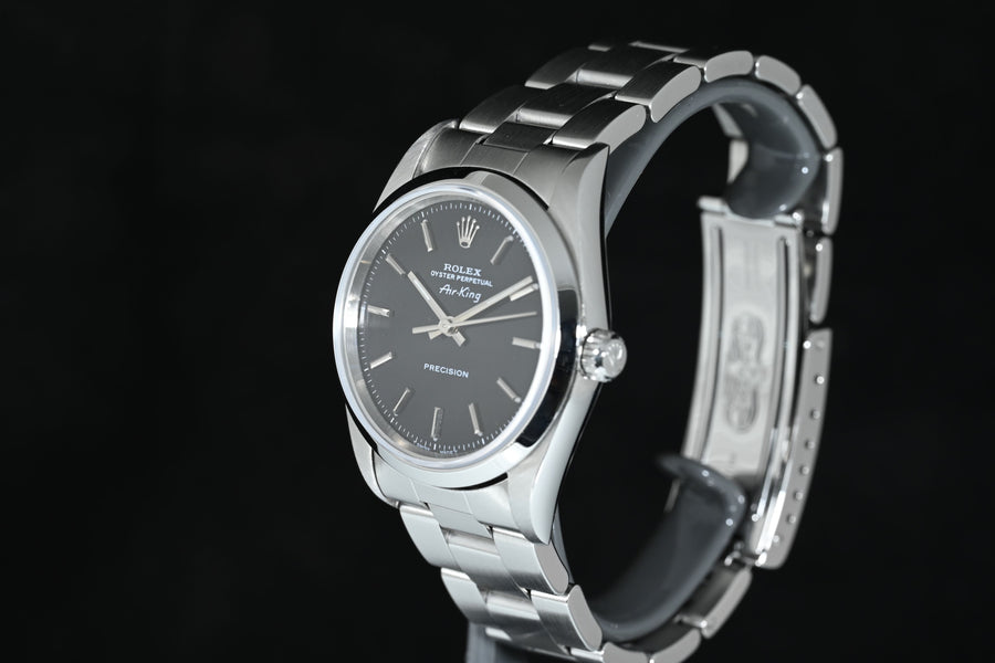 ROLEX | Oyster Perpetual AIR-KING Precision Ref. 14000, acciaio, 34 mm. Scatola e Garanzia Rolex,  2000