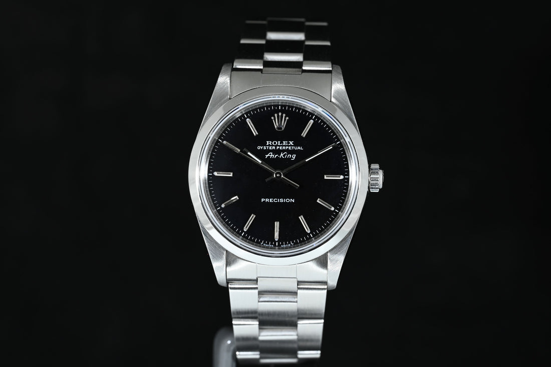 ROLEX | Oyster Perpetual AIR-KING Precision Ref. 14000, acciaio, 34 mm. Scatola e Garanzia Rolex,  2000