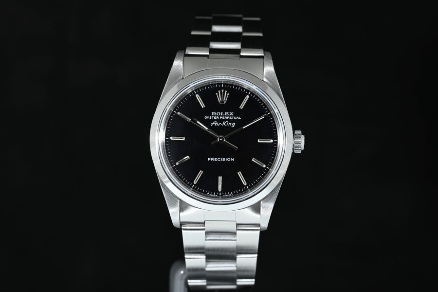 ROLEX | Oyster Perpetual AIR-KING Precision Ref. 14000, acciaio, 34 mm. Scatola e Garanzia Rolex,  2000
