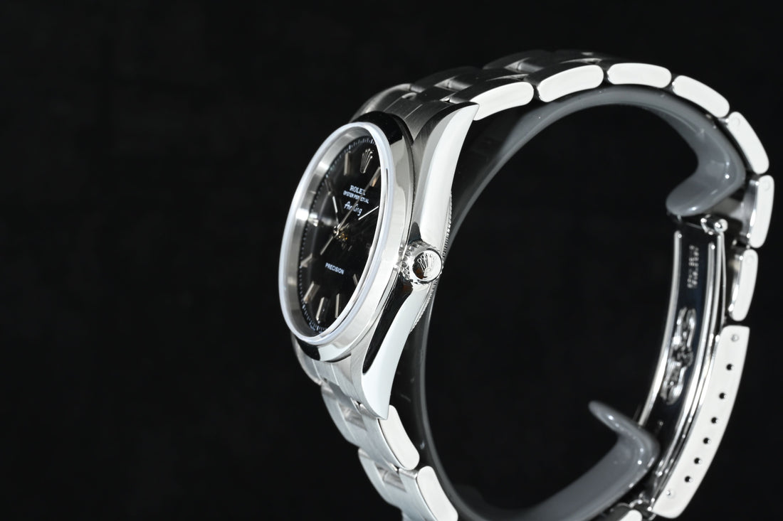ROLEX | Oyster Perpetual AIR-KING Precision Ref. 14000, acciaio, 34 mm. Scatola e Garanzia Rolex,  2000