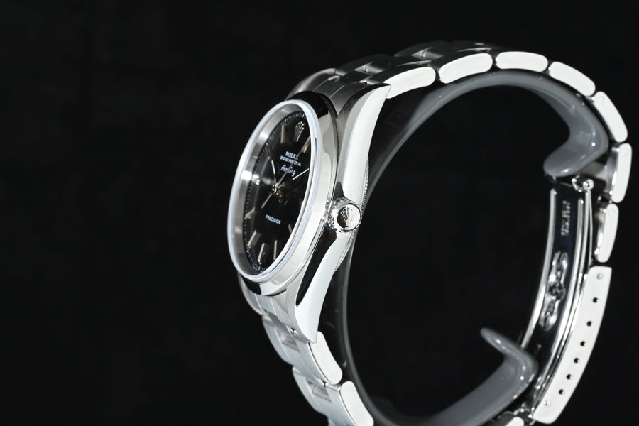 ROLEX | Oyster Perpetual AIR-KING Precision Ref. 14000, acciaio, 34 mm. Scatola e Garanzia Rolex,  2000