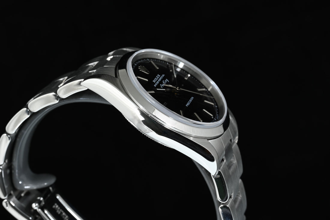 ROLEX | Oyster Perpetual AIR-KING Precision Ref. 14000, acciaio, 34 mm. Scatola e Garanzia Rolex,  2000