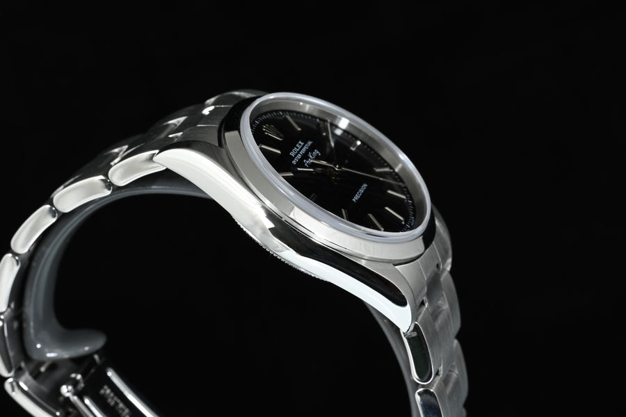 ROLEX | Oyster Perpetual AIR-KING Precision Ref. 14000, acciaio, 34 mm. Scatola e Garanzia Rolex,  2000