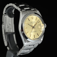 Rolex | Oyster Perpetual DATE Quadrante champagne Automatico, Acciaio, 34 mm. Ref. 15000 Scatola e garanzia Rolex 1989
