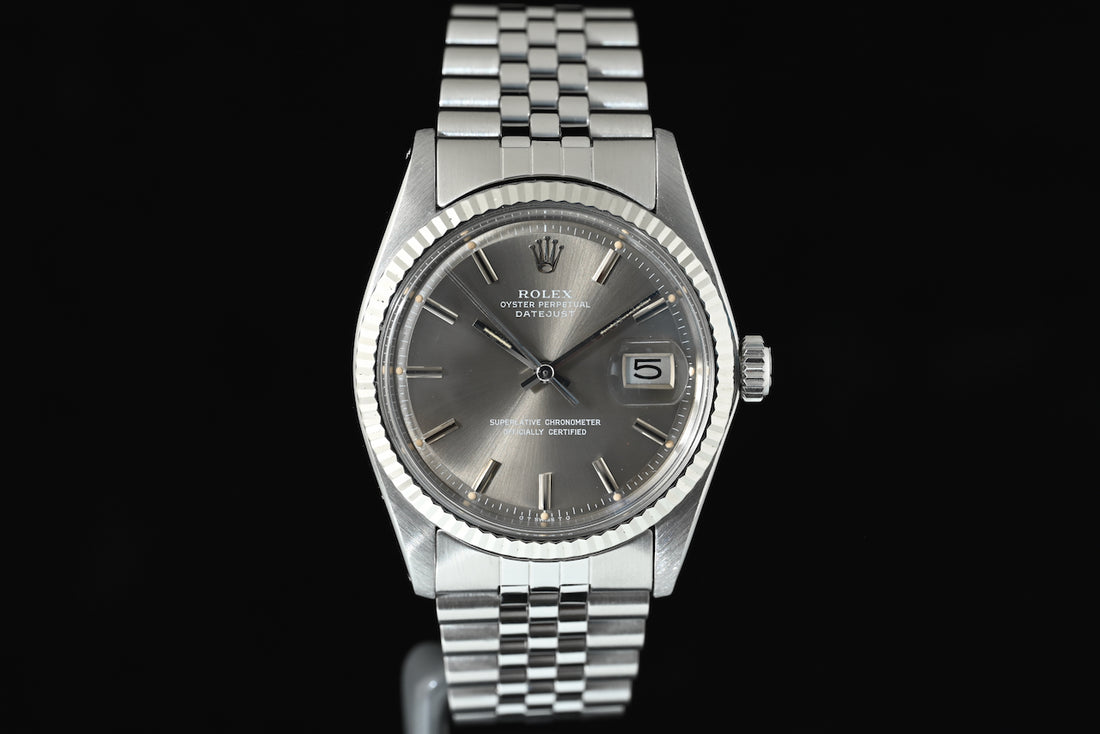 ROLEX | Oyster Perpetual DATEJUST 36 mm. Ref. 1601 Steel/White gold bezel | Year 1976 Grey dial