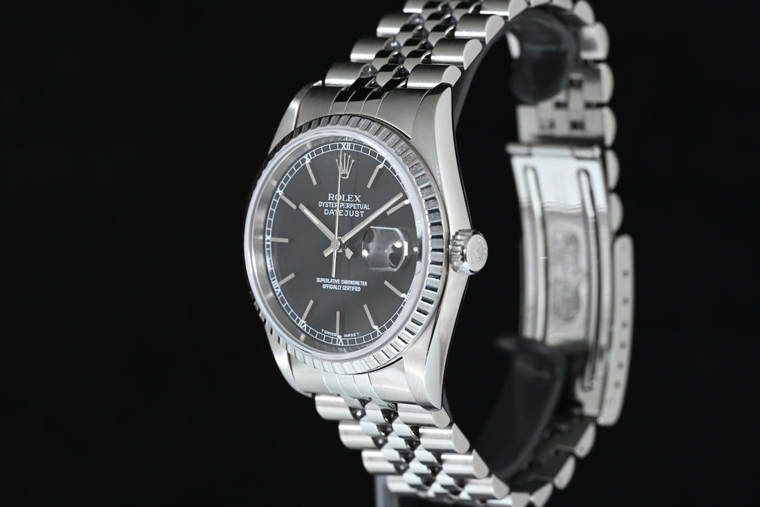 ROLEX | Oyster Perpetual DATEJUST Ref. 16220 Steel, 36 mm. Black Dial - Year 1997