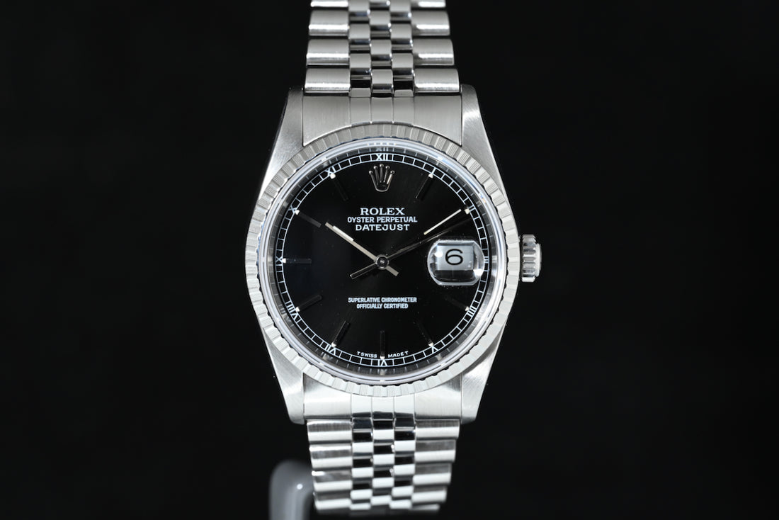 ROLEX | Oyster Perpetual DATEJUST Ref. 16220 Steel, 36 mm. Black Dial - Year 1997