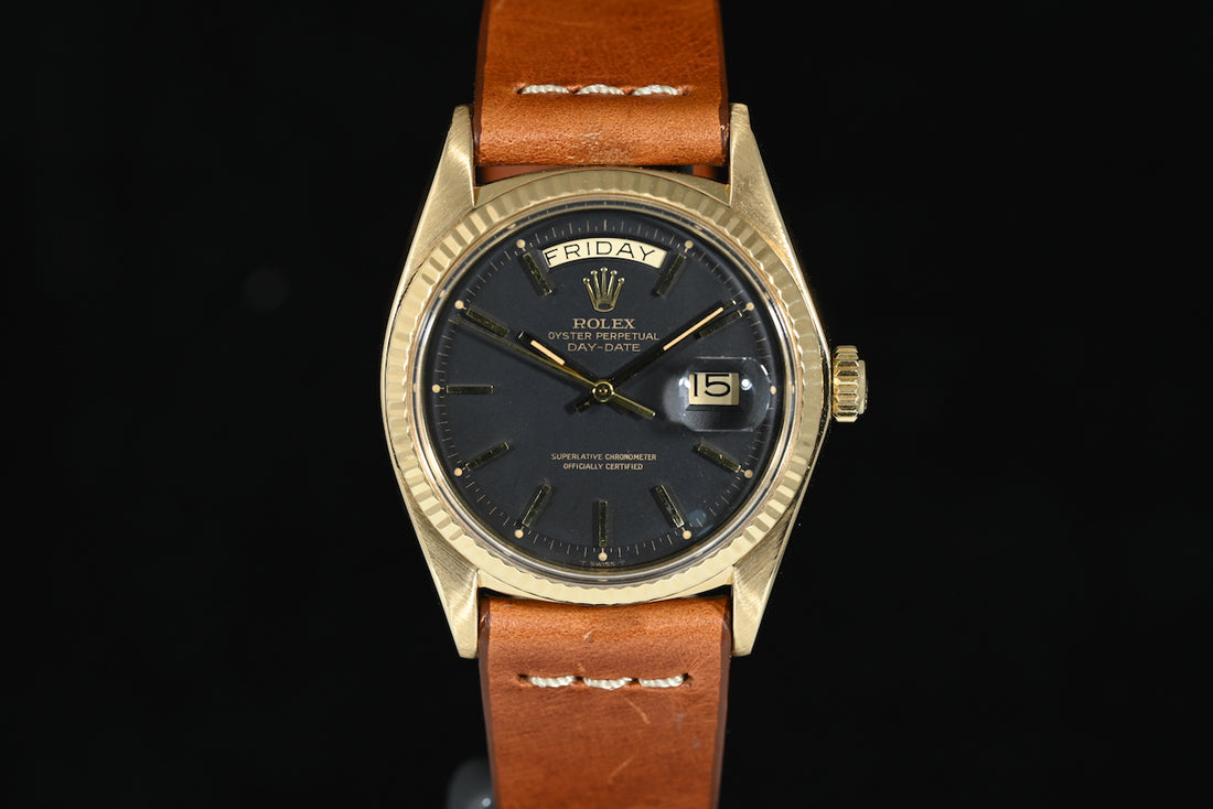 ROLEX | Oyster Perpetual DAY-DATE Yellow gold/leather 36 mm. Ref. 1803 from 1975