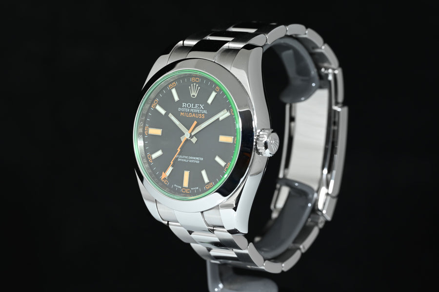 ROLEX | Oyster Perpetual MILGAUSS Green Vetro Verde Ref. 116400GV Scatola e Garanzia Rolex, 2008