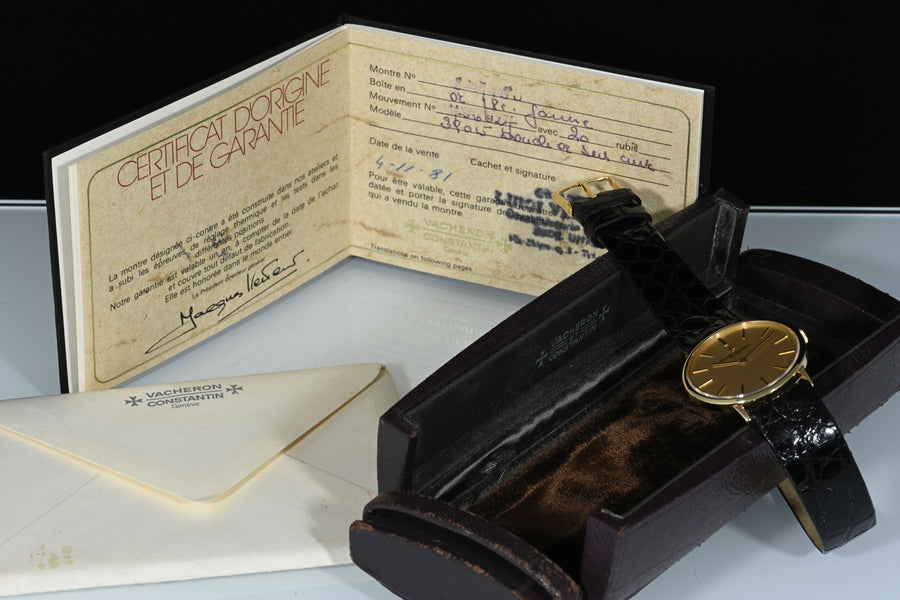 VACHERON CONSTANTIN | Patrimony Classic, 18 kt yellow gold. 31 mm. Manual winding Box and papers, 1981 Ref. 39015
