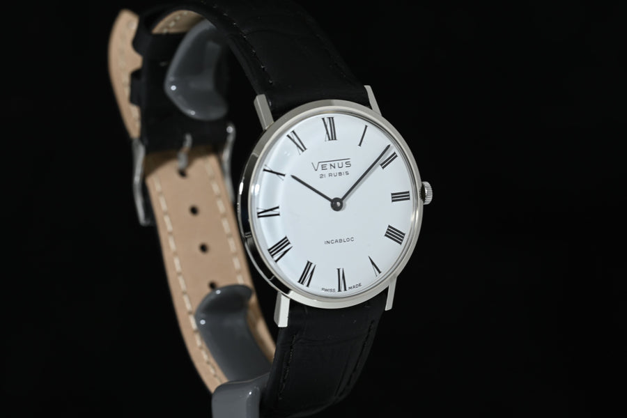 Venus | Orologio vintage a carica manuale in oro bianco. Scatola e Garanzia anno 1977