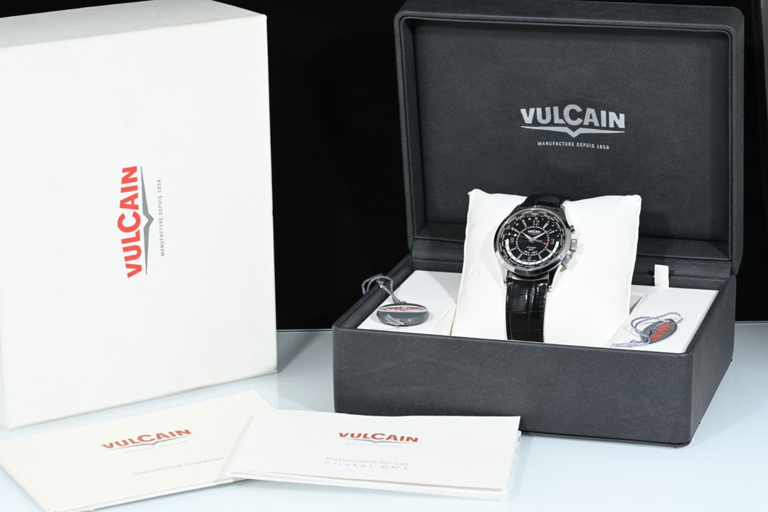 Vulcain | Aviator Certified Cricket GMT Mechanical Alarm - Alarm Clock | Steel Ref. 100108.028 Vulcain Box 2014