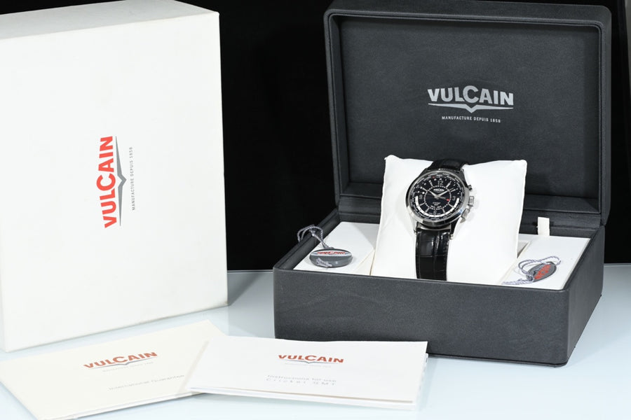 Vulcain | Aviator Certified Cricket GMT Mechanical Alarm - Alarm Clock | Steel Ref. 100108.028 Vulcain Box 2014