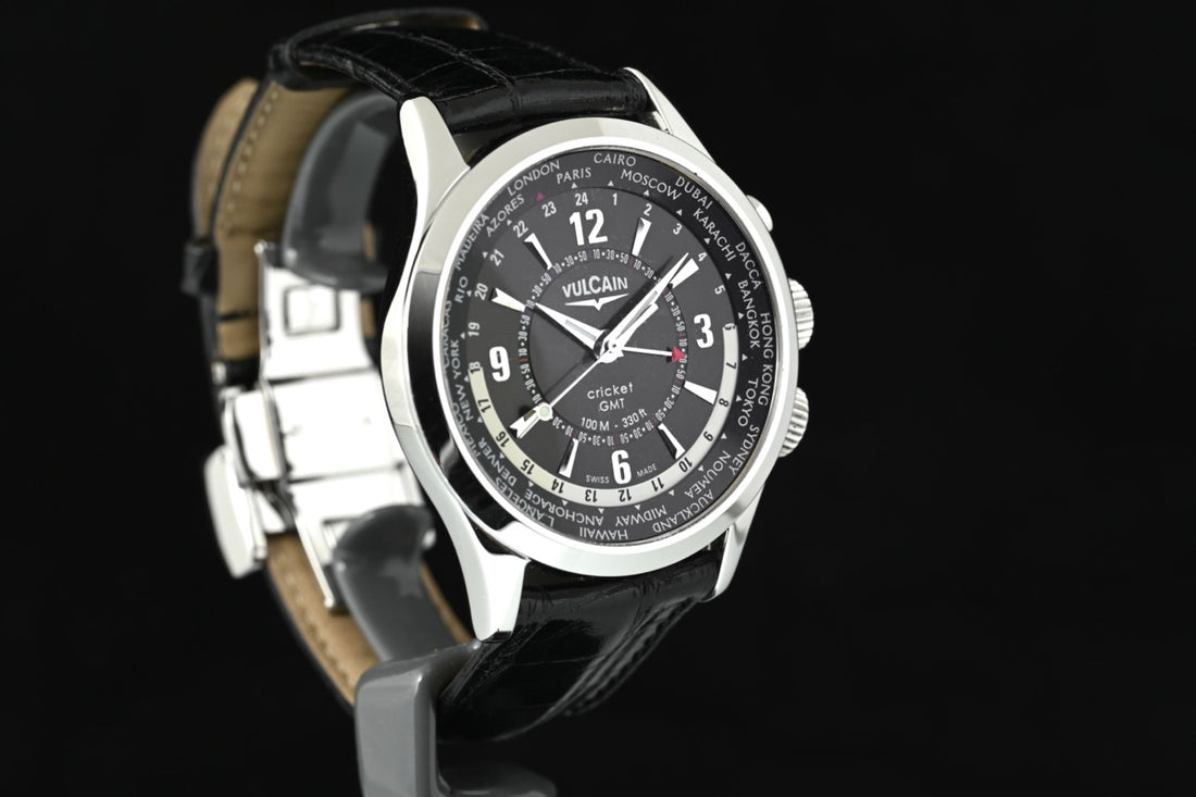 Vulcain | Aviator Certified Cricket GMT Mechanical Alarm - Alarm Clock | Steel Ref. 100108.028 Vulcain Box 2014